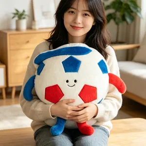 Cute soccer plush pillow, soft stuffed toy football cushion for kids boys birthday gift.
