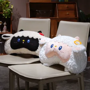 Cute cartoon fluffy sheep plush pillow soft stuffed animal doll home sofa cushion decor