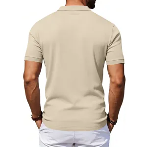 Andriko casual kontomaniko polo se monochromo mpez chroma gia epicheiriseis.