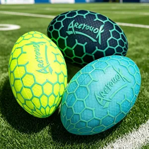Creative fluorescent rugby plush pillow toy, soft football doll for boys and kids.