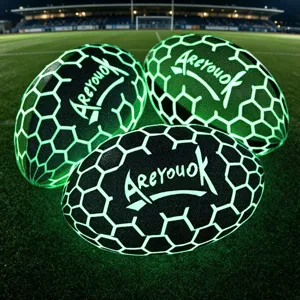 Creative glowing rugby plush pillow, fluorescent football stuffed toy for boys and kids.