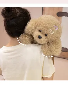 Zaino peluche cane teddy carino per ragazze, borsa morbida soffice cucciolo con mollette per capelli.