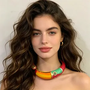 Prachtige kleurrijke emaille statement ketting voor dames, opvallend dik metalen halsjuweel.