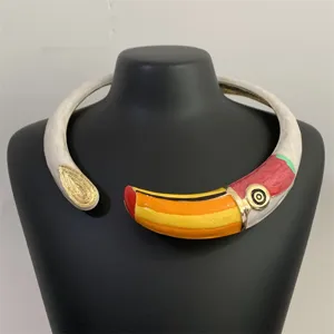 Kleurrijke toekan vogel open halsketting mode metaal sieraden statement choker voor vrouwen