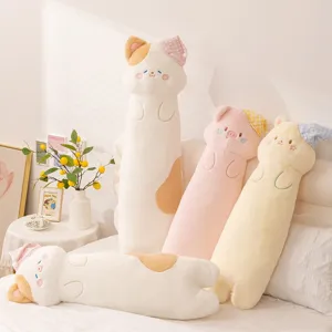 Cute Cartoon Cat Pig Bear Long Plush Pillow Stuffed Animal Soft Body Pillow Sleeping Companion Toy Gift For Girls