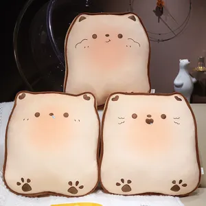 Cute cartoon animal toast plush pillow for sofa and home decoration, soft stuffed cute cushion.