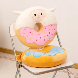 Cute donut plush pillow, soft stuffed animal sheep cushion for home sofa chair decor