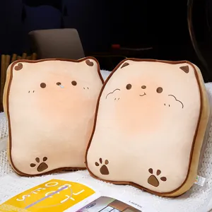 Cute cartoon toast bread plush cushion soft stuffed animal toy for home sofa pillow