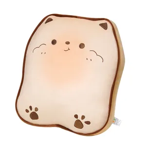 Cute toast cat plush pillow soft stuffed animal cushion home sofa decoration lovely gift.
