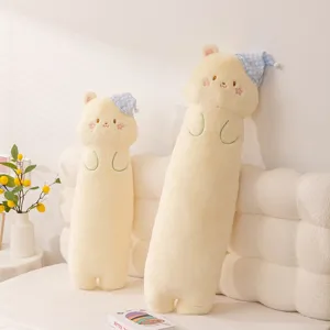 Cute long bear plush pillow soft stuffed animal toy for bedroom sleeping cozy hugging