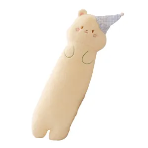 Cute long plush body pillow, soft stuffed animal toy for girls sleeping and cozy home decor.