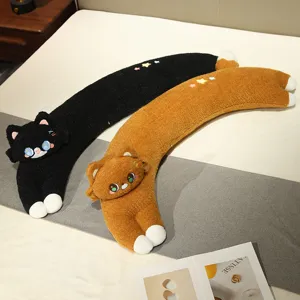 Cute long cat plush pillow cartoon animal soft stuffed doll toy for girls bedroom decor