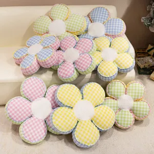 Cute plaid flower cushion soft plush pillow for home sofa tatami room daily decor