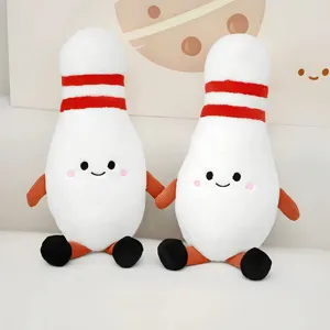 Cute bowling pin plush toy soft stuffed doll pillow for children room decor and gifts