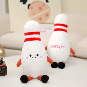 Cute bowling pin plush toy stuffed doll soft cushion kids companion room decor cute design