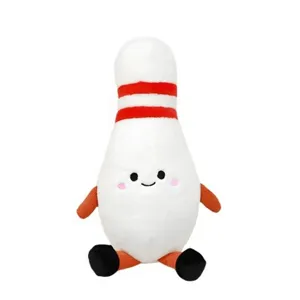 Cute bowling pin plush toy cartoon stuffed doll soft pillow for kids and home decor.