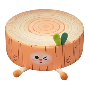 Cute cartoon tree stump plush cushion floor pillow for bedroom living room tatami decor