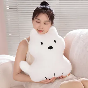 Lindo cojin de peluche de cachorro blanco suave dibujo animado animal de peluche para ninas