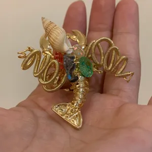 Handgemachte ozeanstil drahtummantelte metall natürliche muschel ring damen schmuck