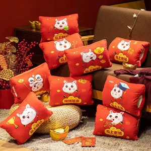Coussin Chauffe-Main Cheval Nouvel An Chinois Peluche Mignon Animal En Peluche Dessin Animé Cadeau de Décoration Maison