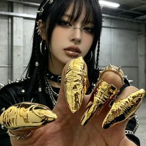 Overdreven venom metaal onregelmatige vinger nagelringen voor edgy goth sieraden