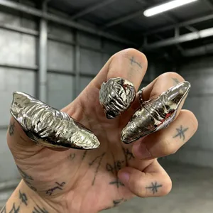 Punk Koper Goud Zilver Verguld Onregelmatig Vloeibaar Vingerring Gepersonaliseerde Overdreven Metalen Vloeibare Harnas Ring Voor Unisex Sieraden Cadeau