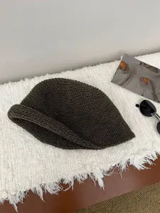 Cappello da pescatore in maglia misto lana inverno caldo tinta unita cappellino chic