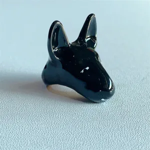 Anello smaltato bull terrier nero carino anello animale statement gioielli donna