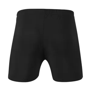 Vue de détail short de bain noir moulant pour homme, idéal pour le surf, yoga et plage.