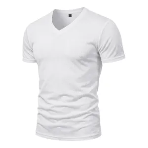 Men's Quick Dry V-Neck Athletic T-Shirt Breathable Mesh Short Sleeve Fitness Workout Top