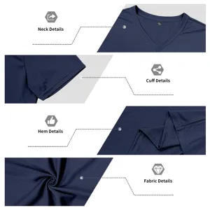 Close-up details of men quick dry v-neck sports short sleeve t-shirt mesh fabric.