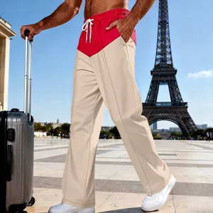 Men's casual color-block straight trousers loose fit stylish streetwear trousers for daily wear