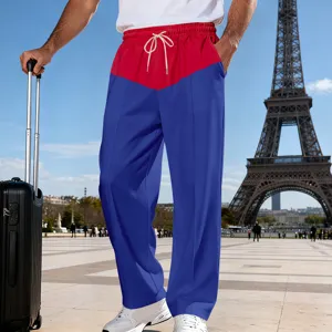 Men's casual loose color block straight leg pants streetwear hip hop trousers for autumn daily commute