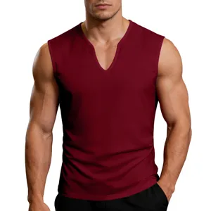 Men's V-neck athletic tank top, breathable quick-dry fitness vest for workout and casual wear.