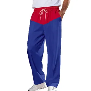Mens loose color block casual straight leg pants comfortable stylish streetwear apparel trousers.
