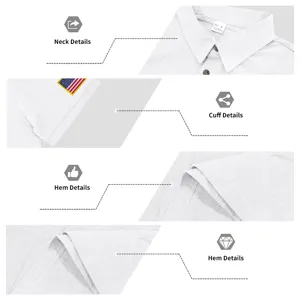 Men linen short sleeve shirt casual polo shirt detail white summer top embroidery US flag