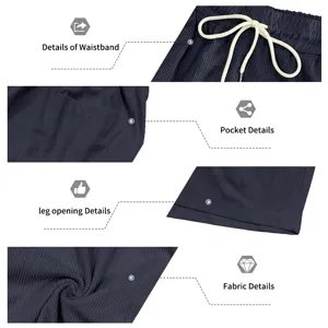 Mens corduroy shorts detail view showing adjustable waistband, convenient pockets, and fabric texture.