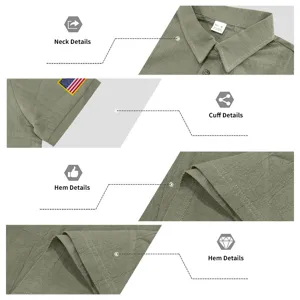 Men casual linen polo shirt short sleeve summer shirt detail view showing premium fabric quality.
