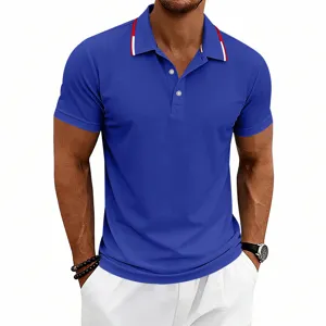 Men's short sleeve polo shirt summer casual business golf quick dry solid color top detail view