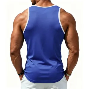 Heren fitness tanktop sportieve mouwloze sporthemd met contrasterende bies voor training.