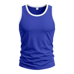 Heren contrast trim gym tanktop atletische fitness training mouwloos sportshirt