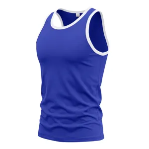 Heren sportieve contrastkleur fitness tanktop sneldrogend ademend training singlet