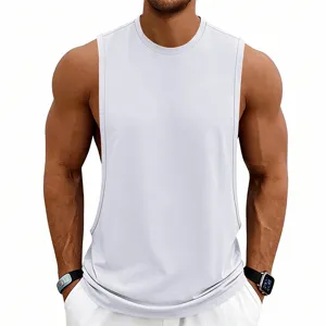 Men's sports gym tank top, loose fit sleeveless athletic shirt for running fitness training.