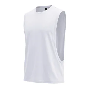 Men's athletic sports tank top, loose drop armhole gym muscle tee for workout and running.