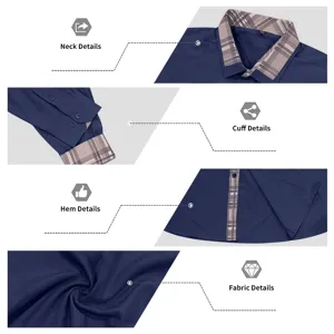 Heren shirt met lange mouwen kraag manchet zoom en stof detail geruite contrast.