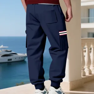 Pantaloni cargo uomo felpati invernali joggers casual con tasche e polsini elastici