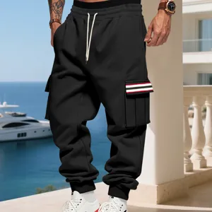 Pantaloni cargo felpati uomo streetwear casual invernali caldi spessi con tasche