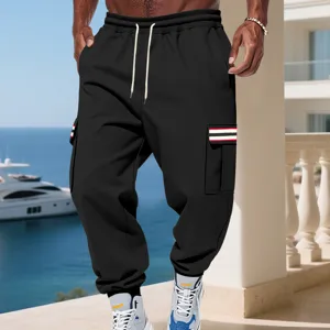 Pantaloni cargo in pile da uomo casual streetwear spessi invernali con tasche