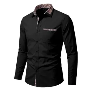 Heren langarm overhemd met ruit contrast, nette stijlvolle business casual mode.