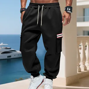 Pantaloni cargo felpati da uomo streetwear sportivi all'aperto tuta nera casual 2025